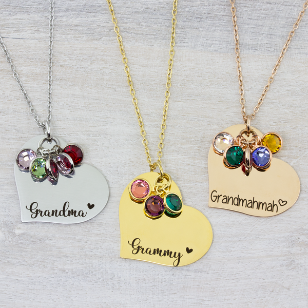 Grandmother necklace sales with birthstones