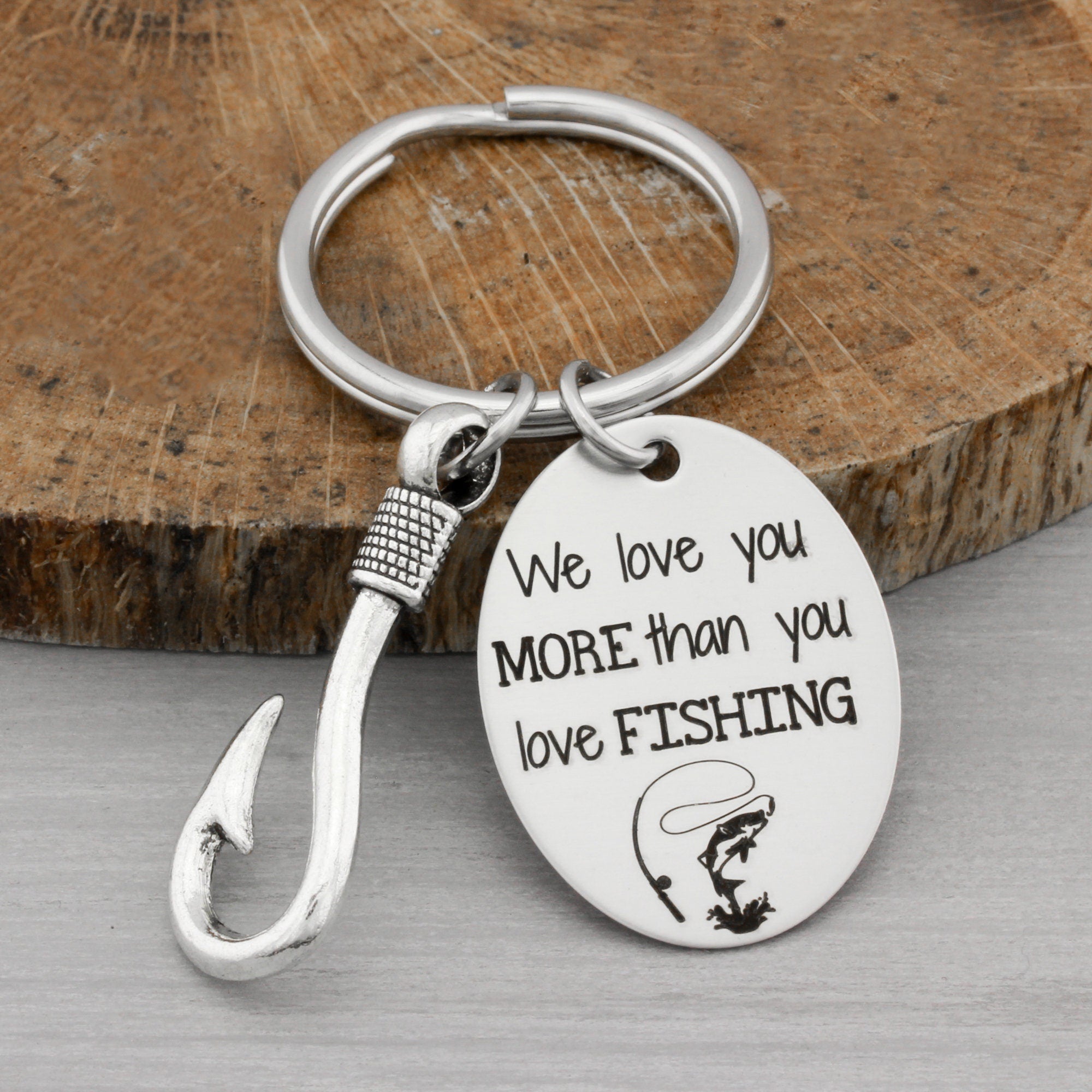 Personalized Fathers Day Fishing Keychain, Gift for Him, Gift for
