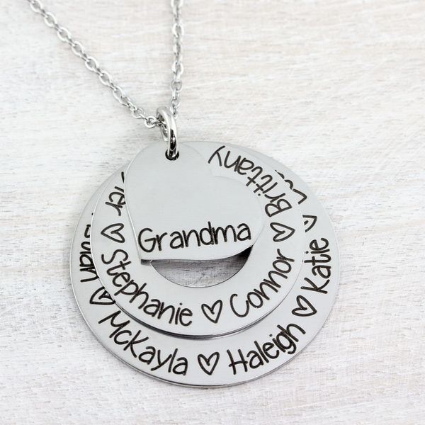 3 Layer Grandma Name Necklace - Heartfelt Tokens